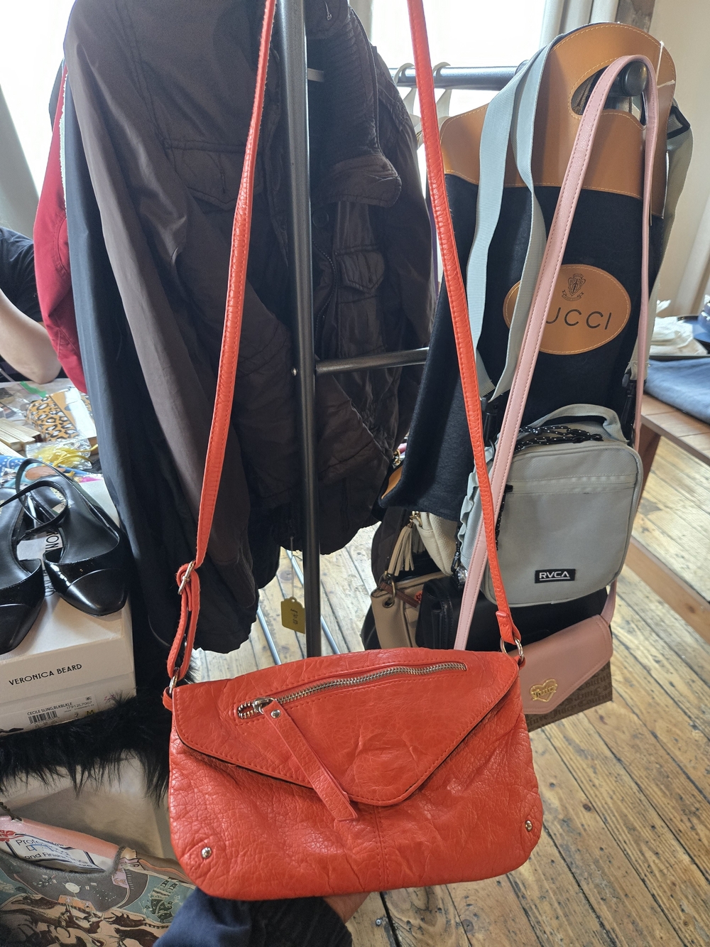 Vintage Mossimo Orange Leather Crossbody Bag - Classic Women's Shoulder Bag